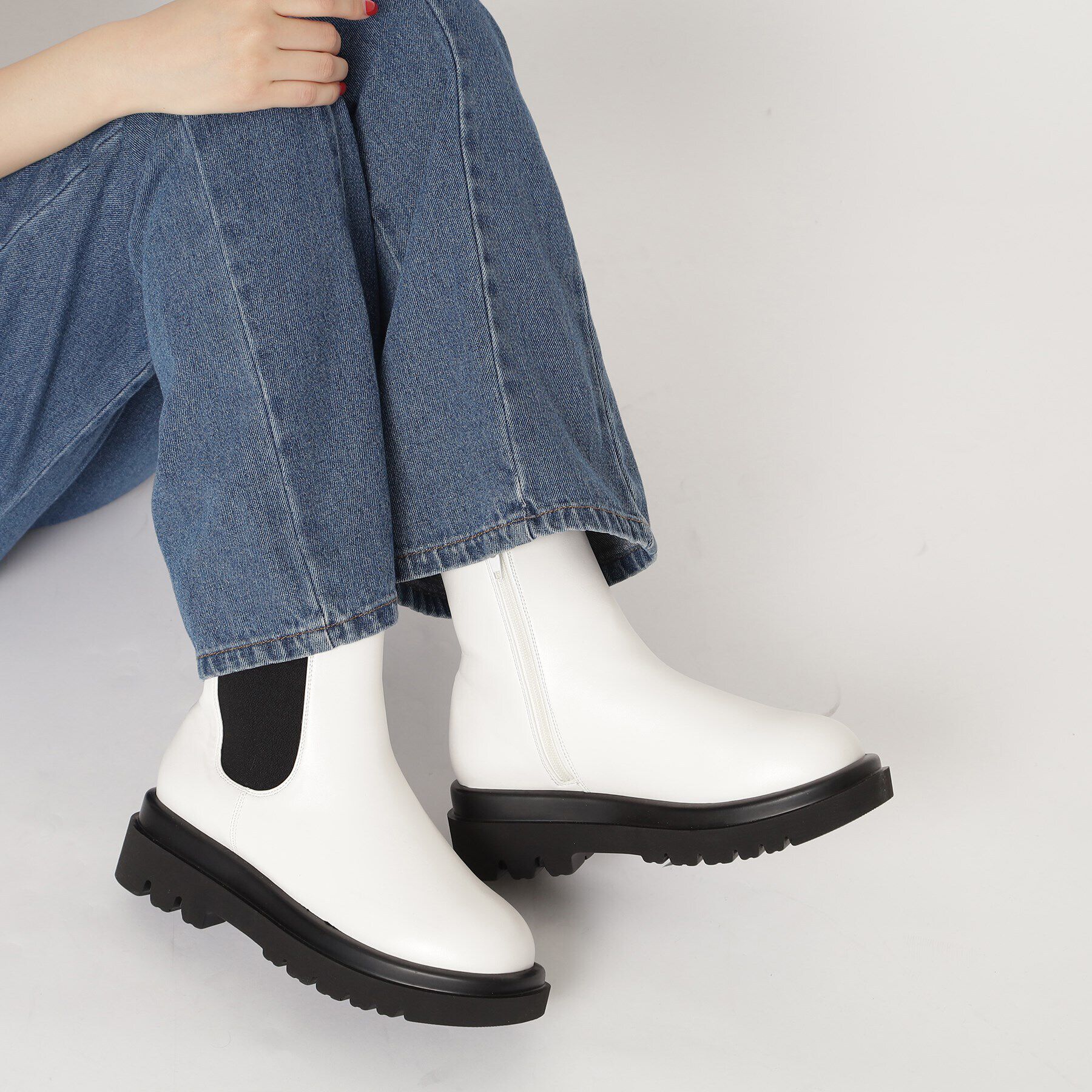 ESPERANZA「トラックソールサイドゴアショートブーツ【ESPERANZA_blanca】」|ショートブーツ|