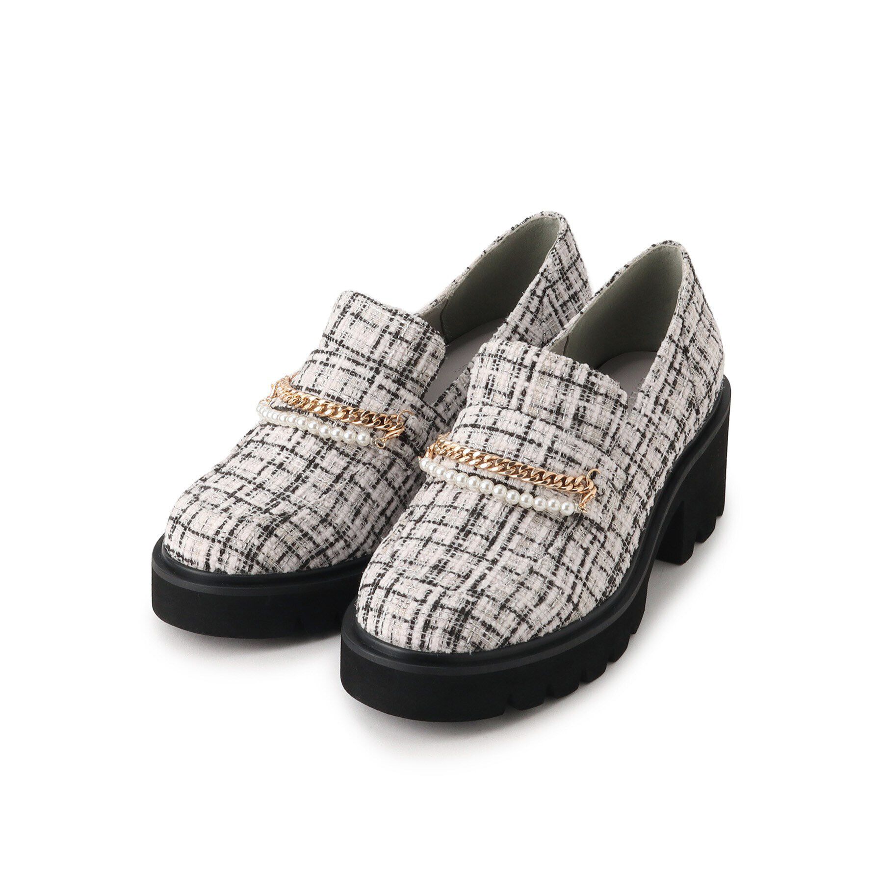 ESPERANZA「チェーン＆パール調モチーフローファー 24SS」|パンプス|