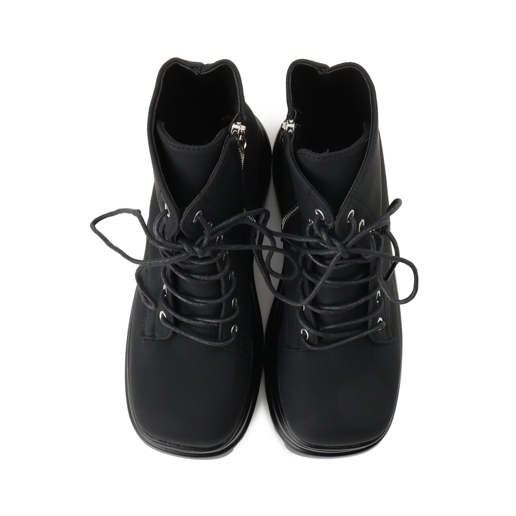 csT&P「厚底スクウェアレースアップブーツ」|ショートブーツ|