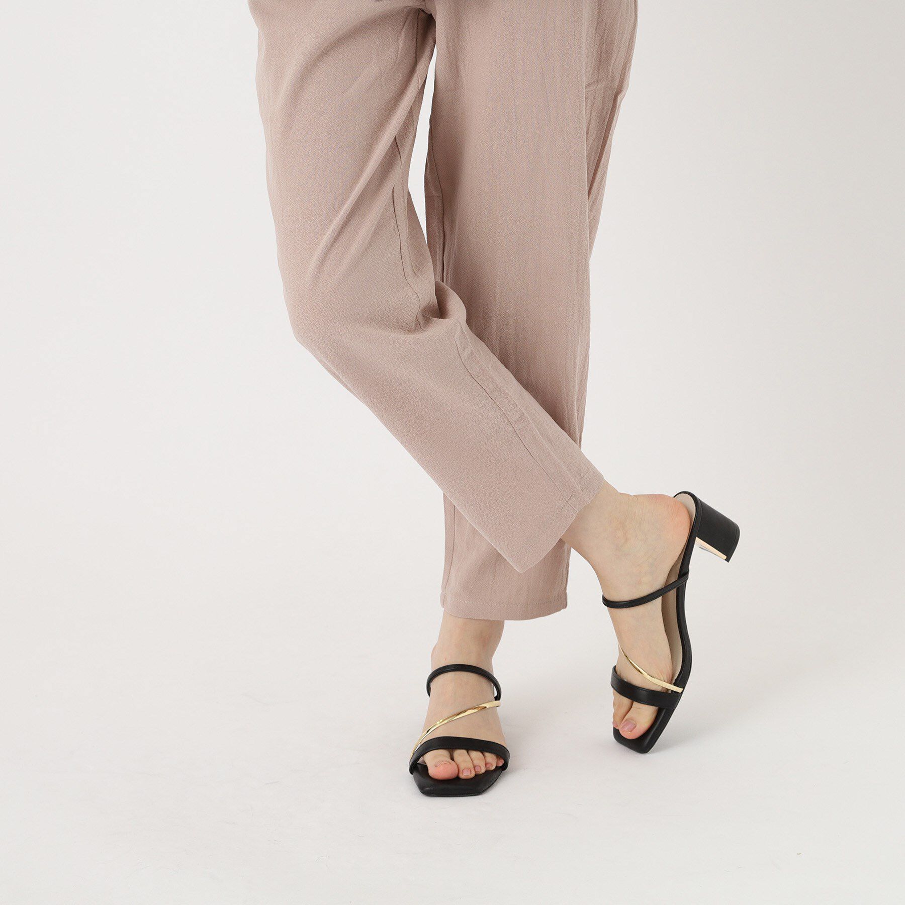 ESPERANZA「ゴールドラインプレートヒールミュール」|サンダル|