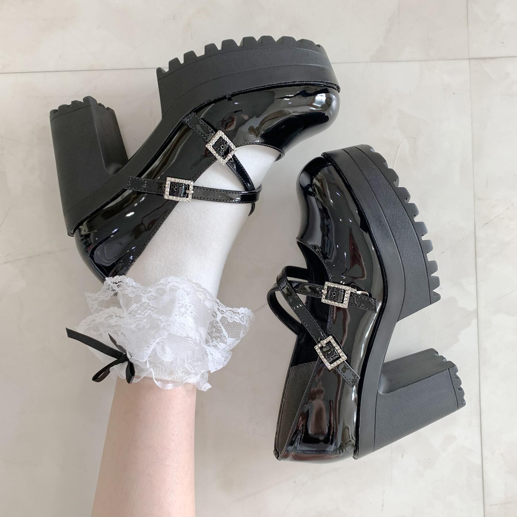 csT&P「厚底キラキラダブルストラップパンプス」|パンプス|