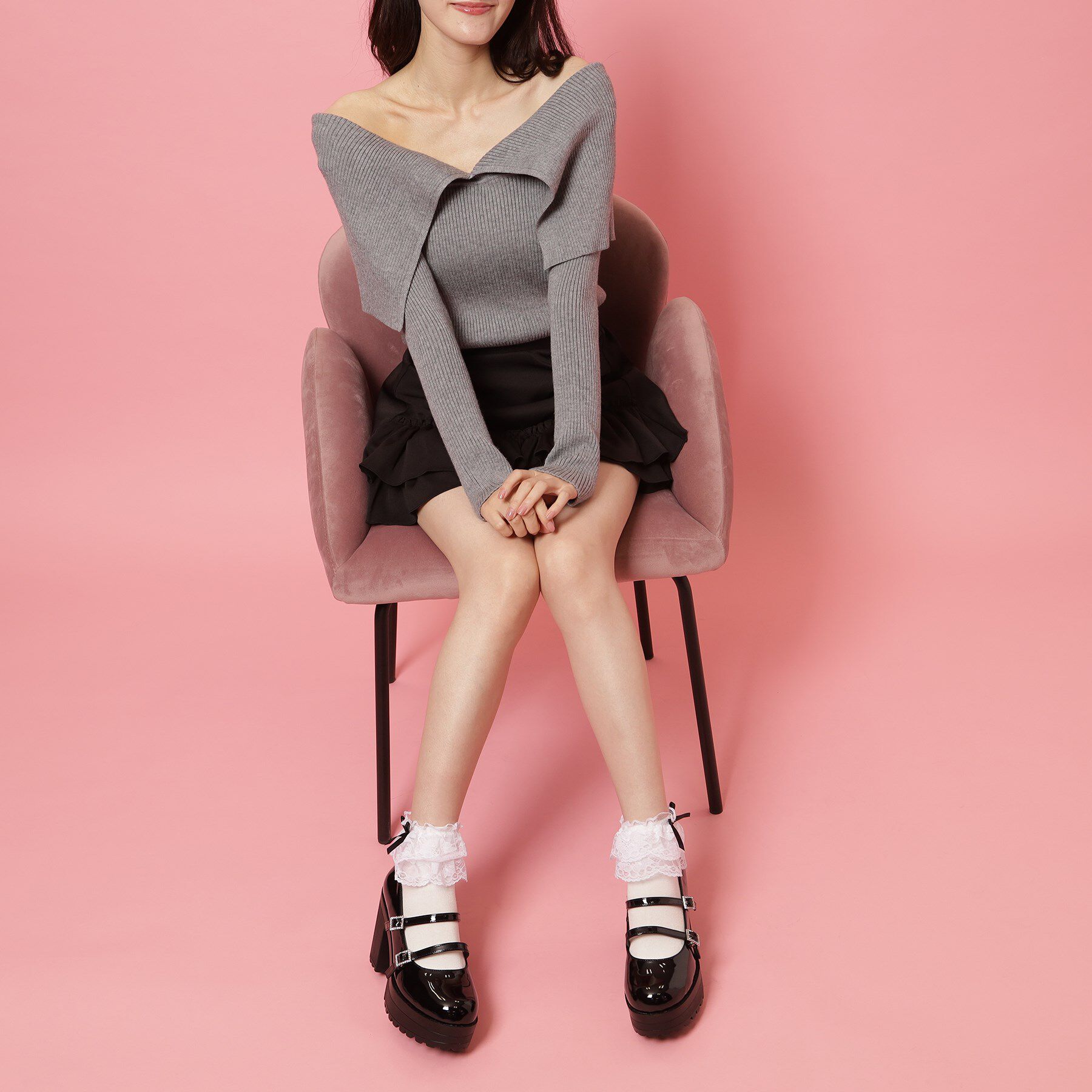 csT&P「厚底キラキラダブルストラップパンプス」|パンプス|