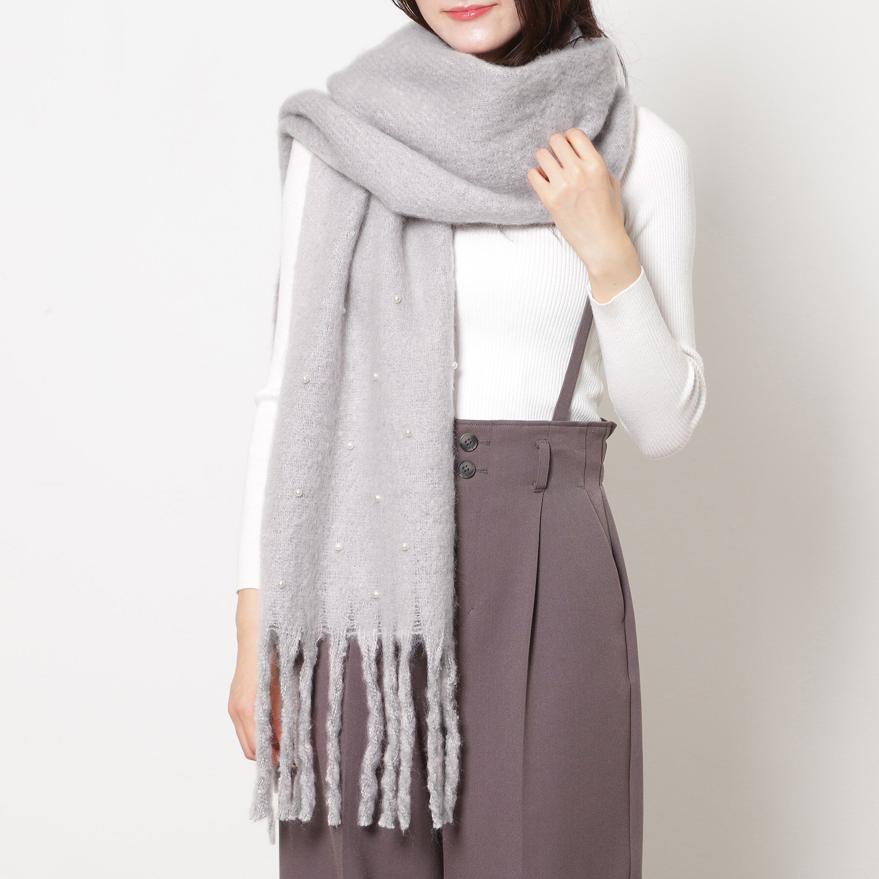 Ober Tashe「フェイクパール使いストール」|ストール|