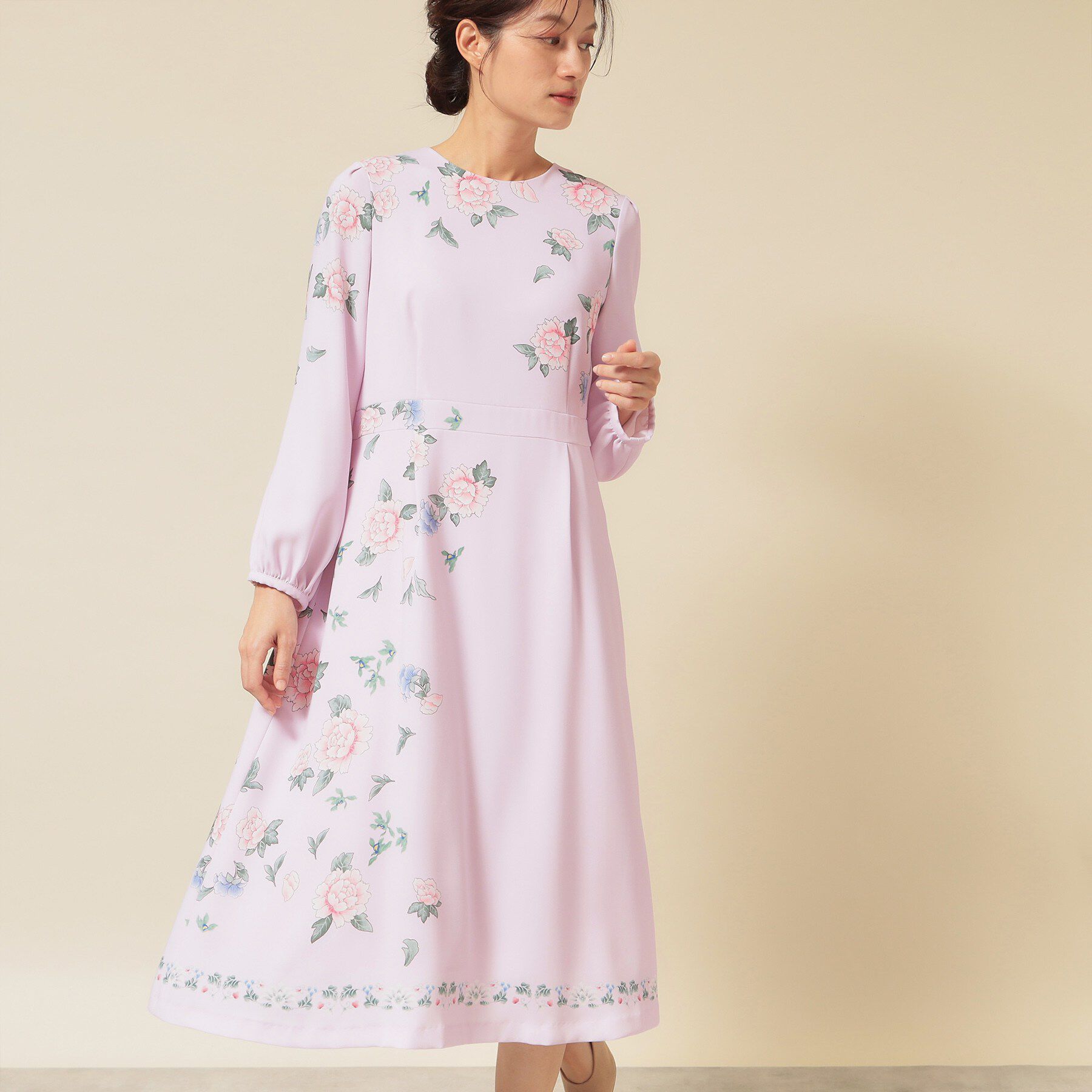SunaUna「【co creation and yours／SS～L】オリエンタルプリントワンピース」|ワンピース|ピンク(172)