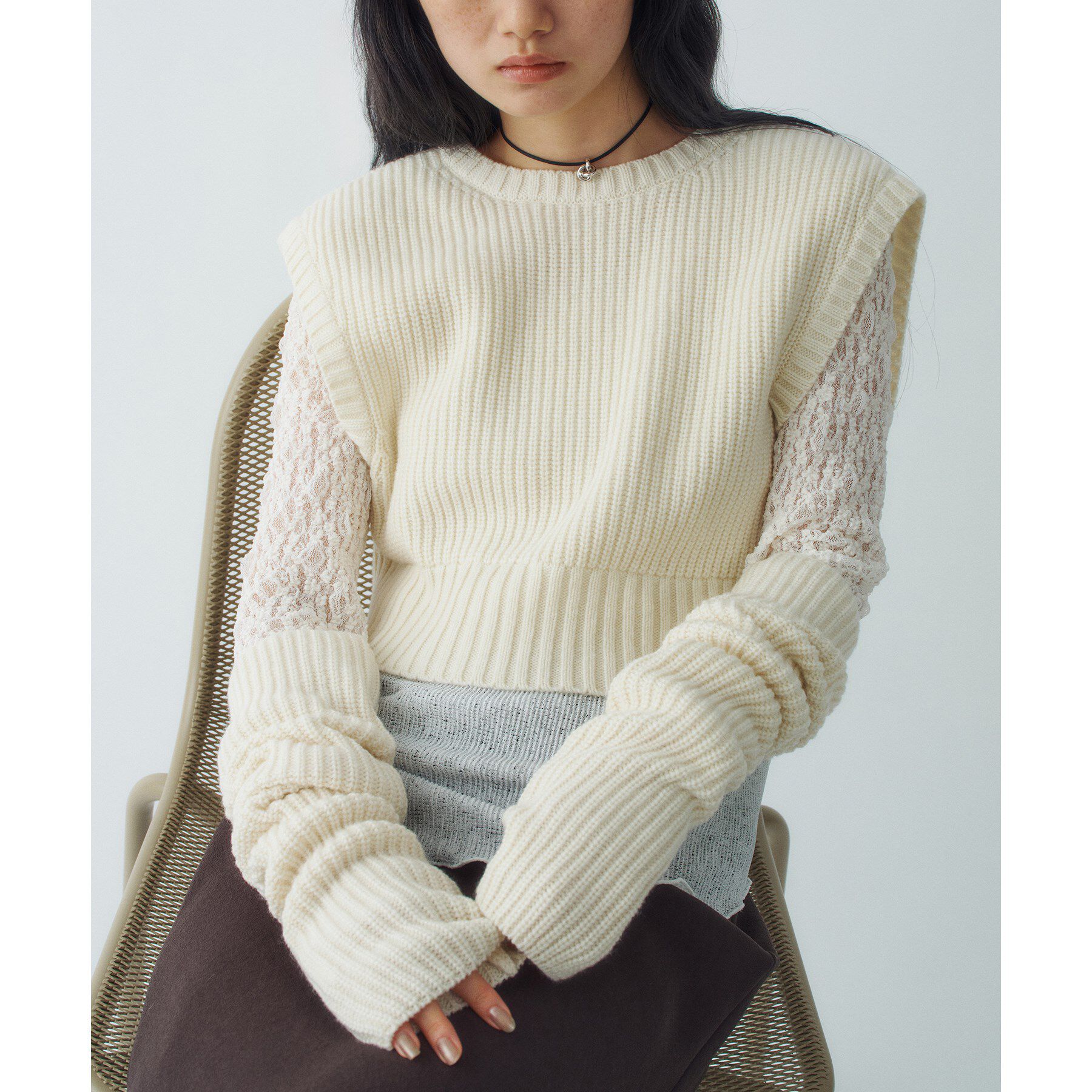 CODE A「dual form vest knit」|ニット・セーター|オフホワイト(003