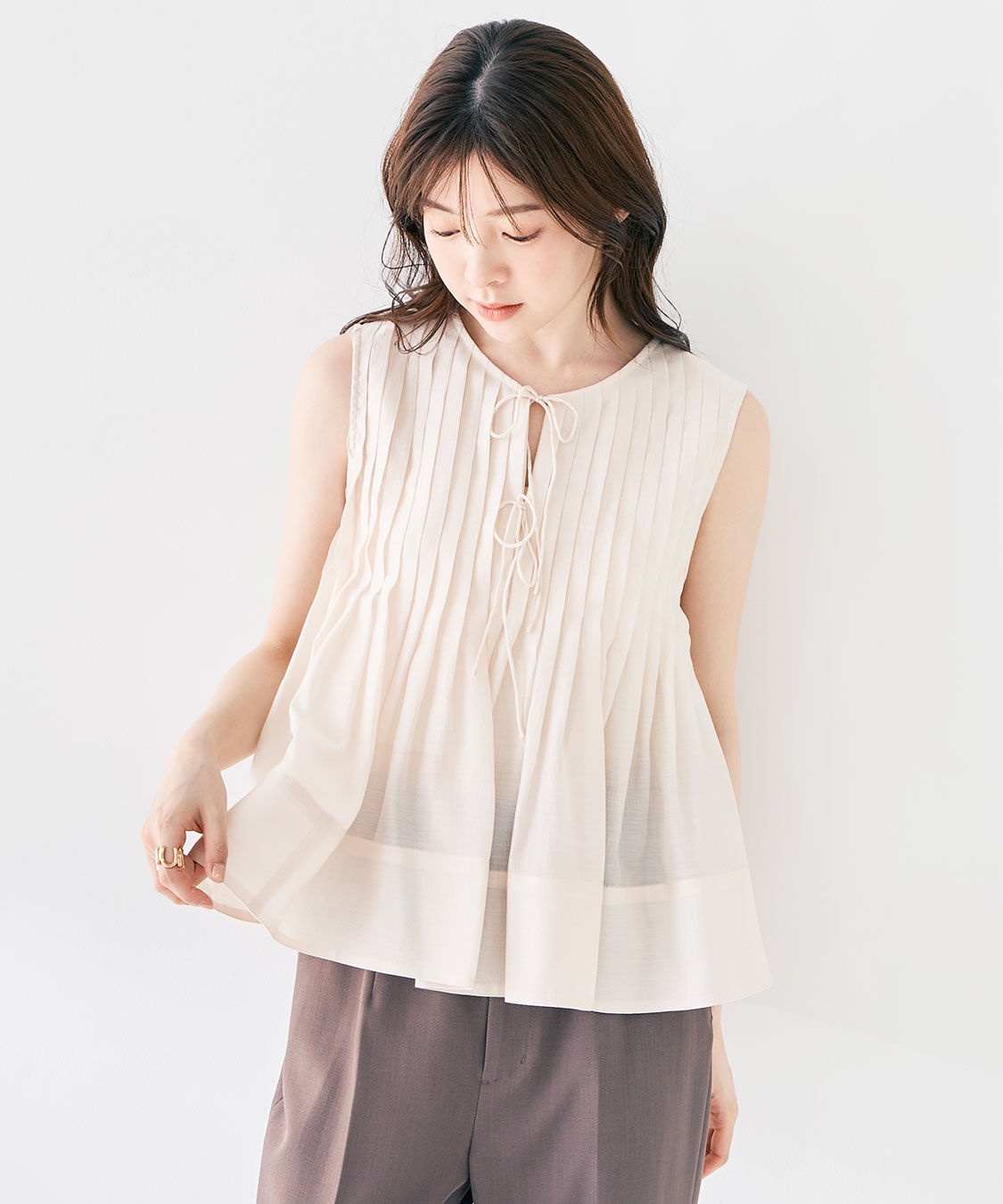 COCO DEAL「タックペプラムシアーブラウス」|シャツ・ブラウス|