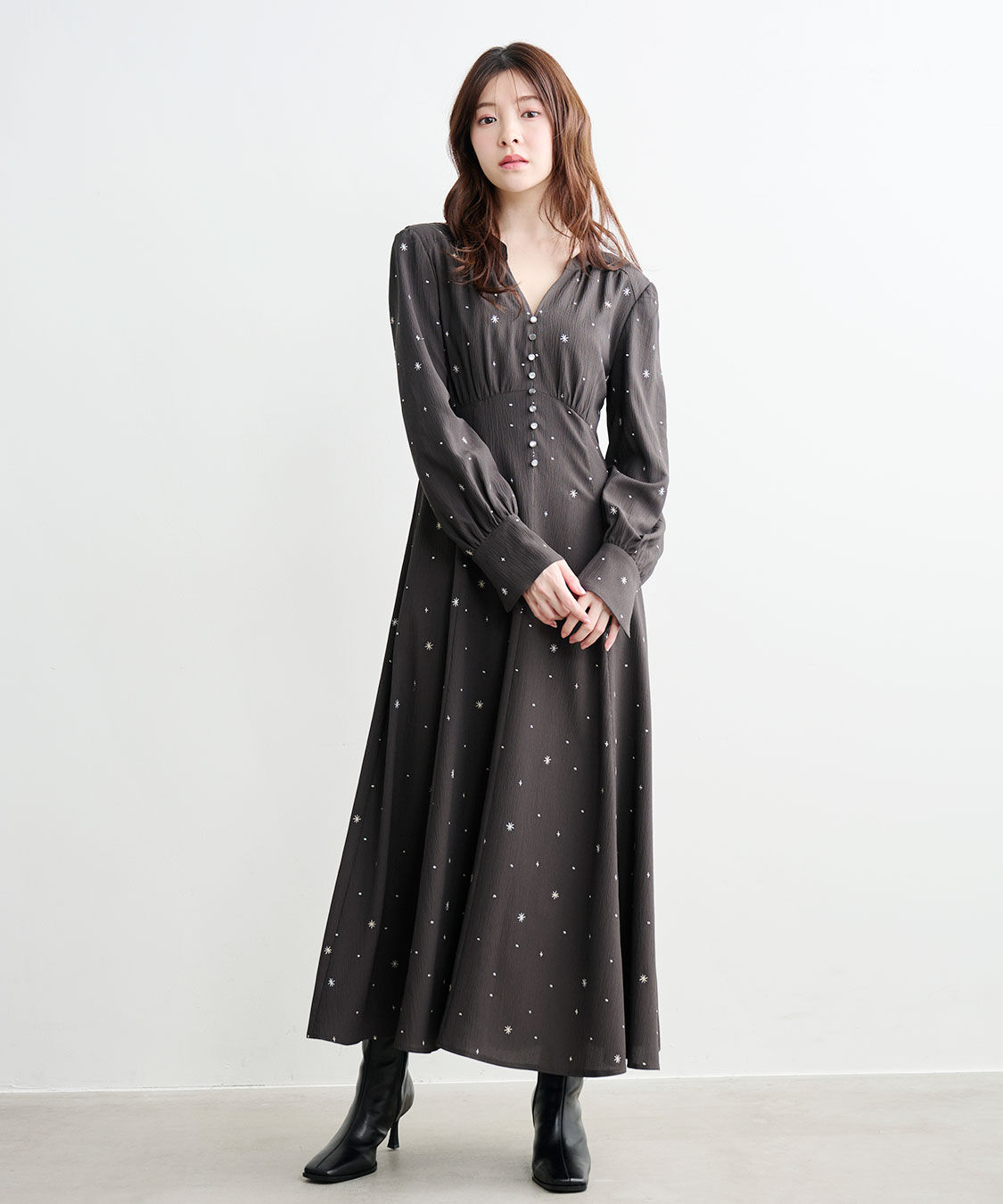 COCO DEAL「フラワー/スター刺繍フレアワンピース」|ワンピース|