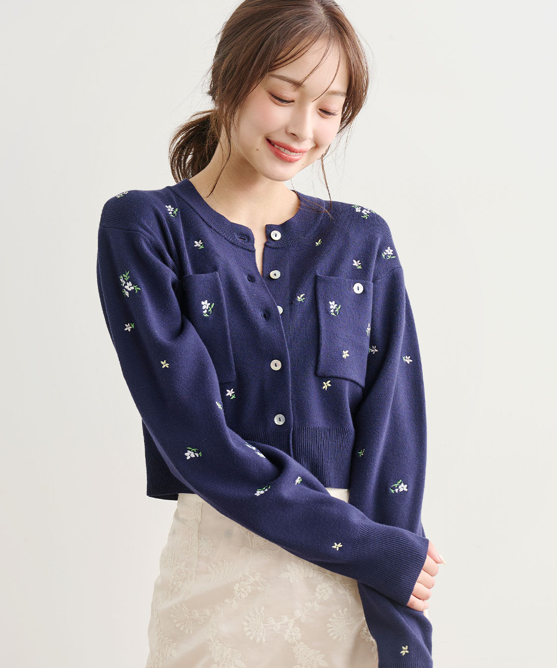 COCO DEAL「小花/ハート刺繍ニットカーディガン」|ニット・セーター|