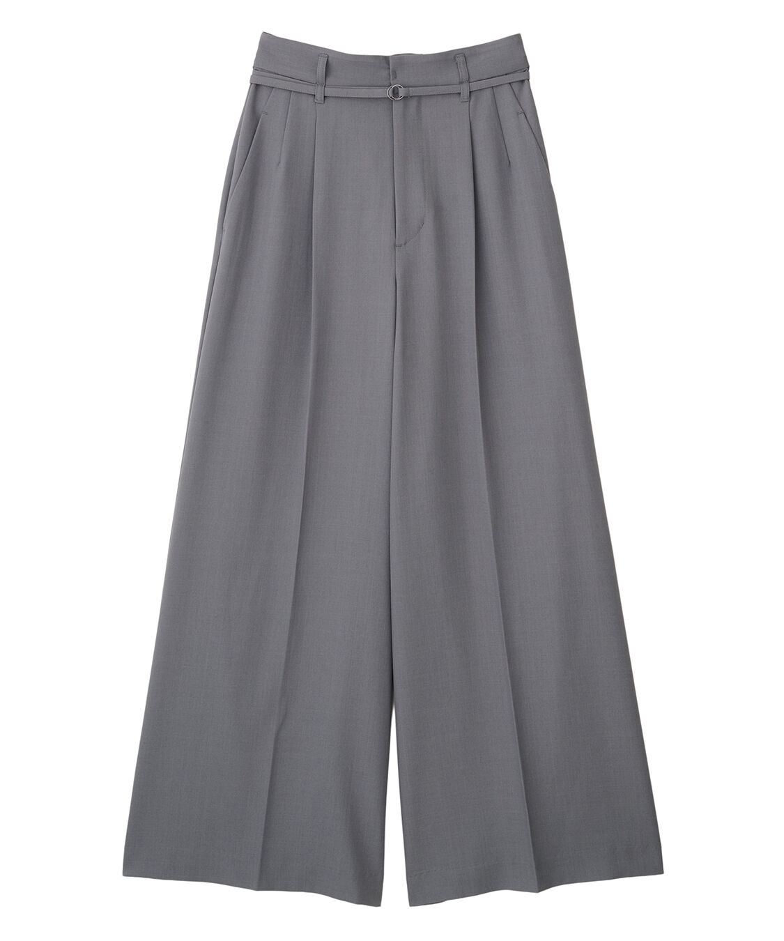 COCO DEAL「細ベルト付きタックワイドパンツ」|スラックス|チャコール