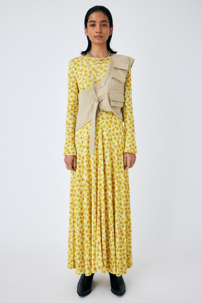 MOUSSY「FLORAL PRINT マキシドレス」|ワンピース|柄YEL5