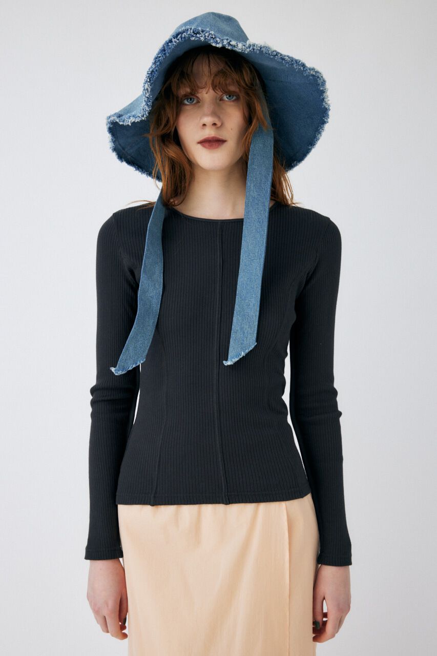 MOUSSY「BACK OPEN LS トップス」|Tシャツ・カットソー|L/BLK1