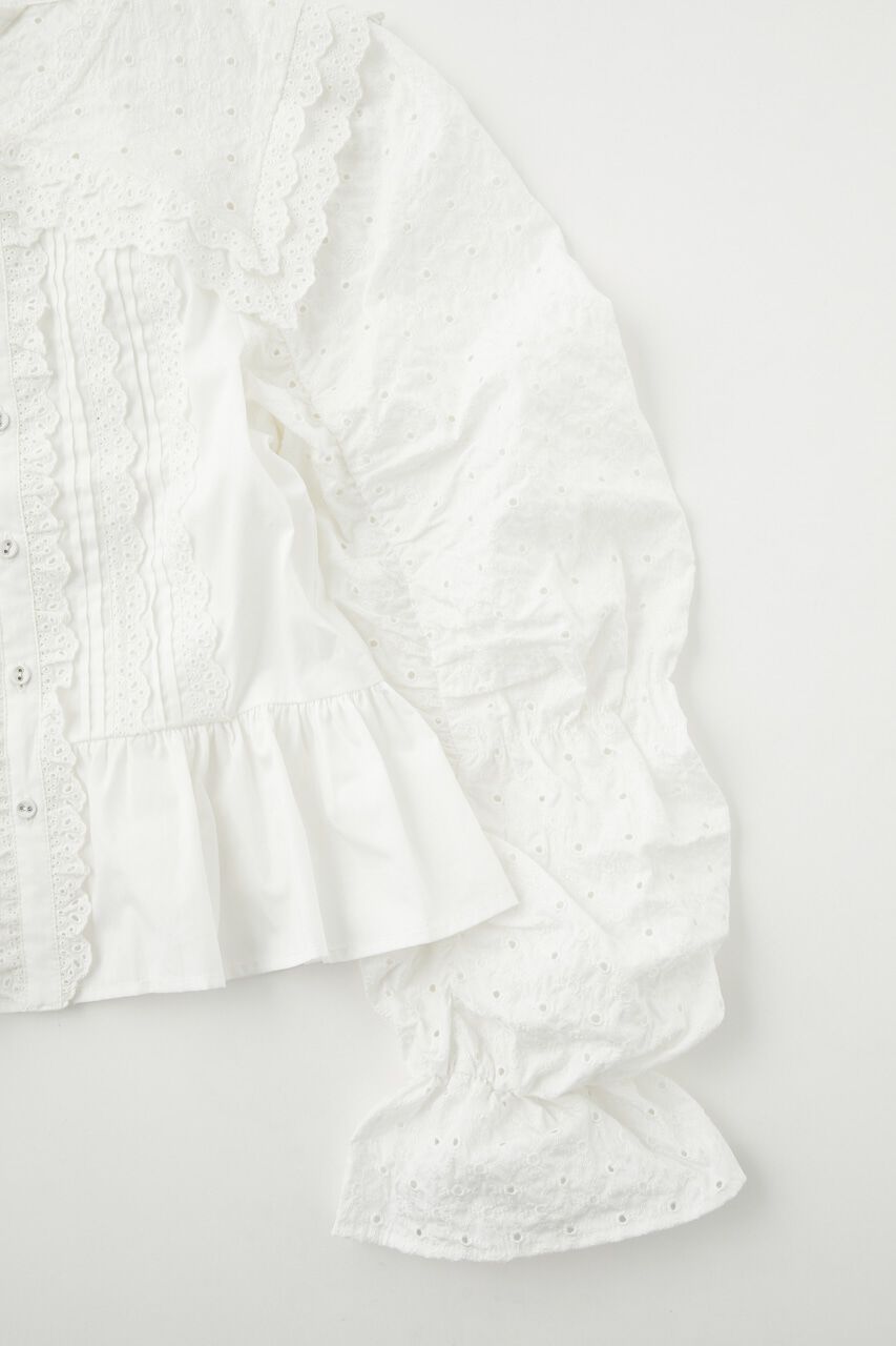 MOUSSY「LACE SHIRRING SLEEVE ブラウス」|シャツ・ブラウス|