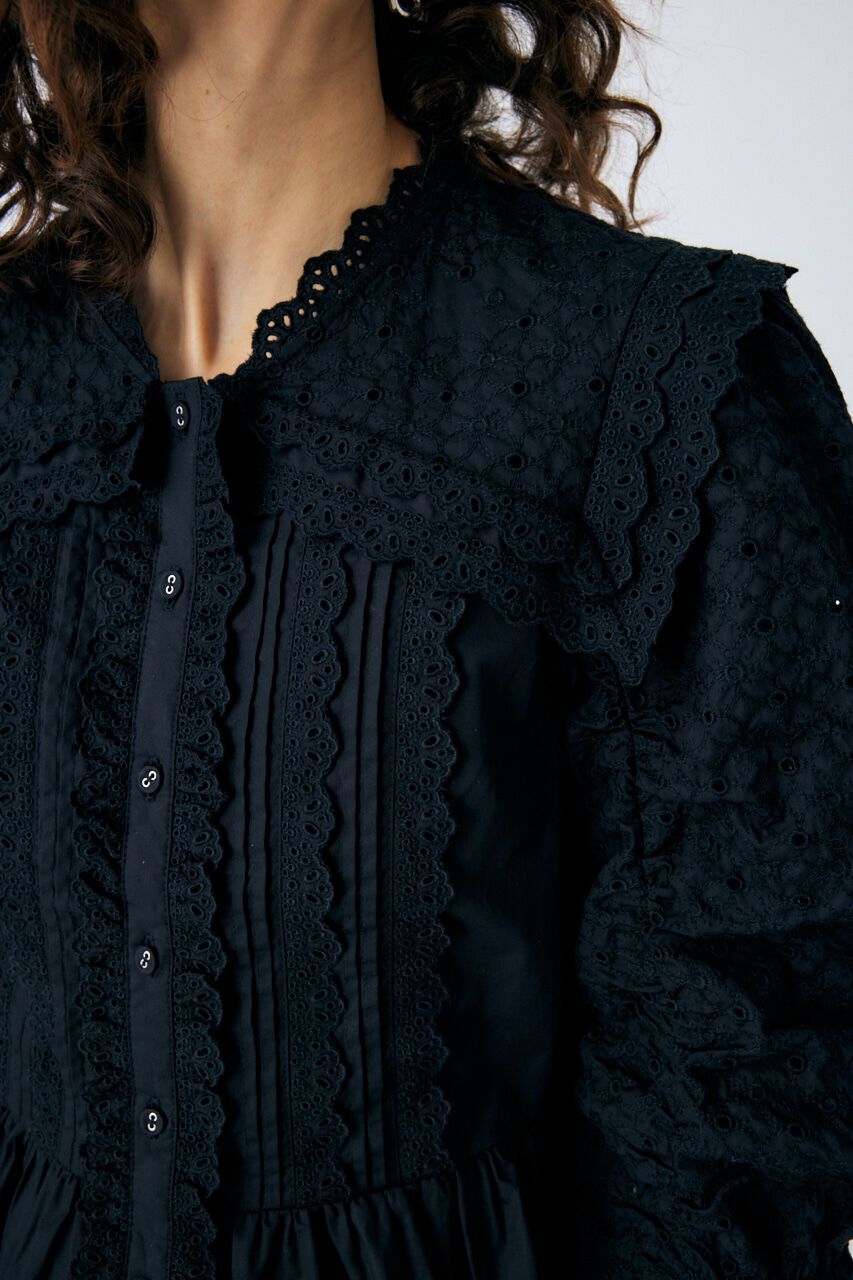 MOUSSY「LACE SHIRRING SLEEVE ブラウス」|シャツ・ブラウス|