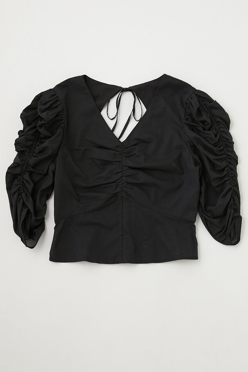 MOUSSY「GATHER SLEEVE ブラウス」|シャツ・ブラウス|BLK