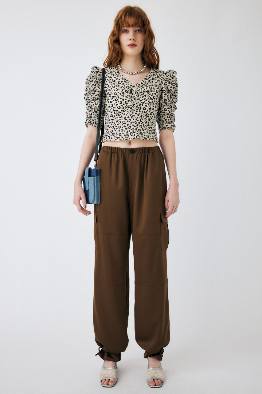 MOUSSY「GATHER SLEEVE ブラウス」|シャツ・ブラウス|柄BLK5