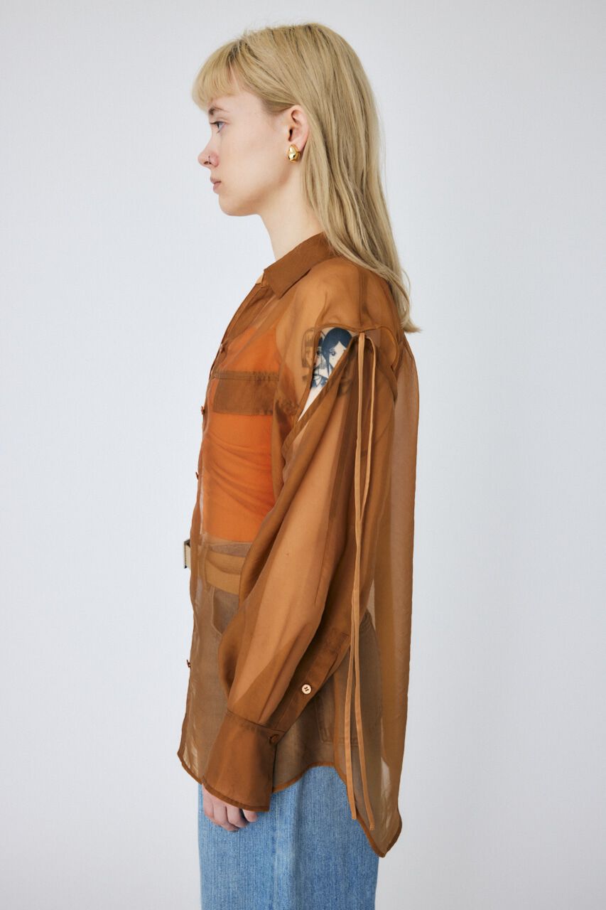 MOUSSY「TIED SLEEVE SEE-THROUGH シャツ」|シャツ・ブラウス|