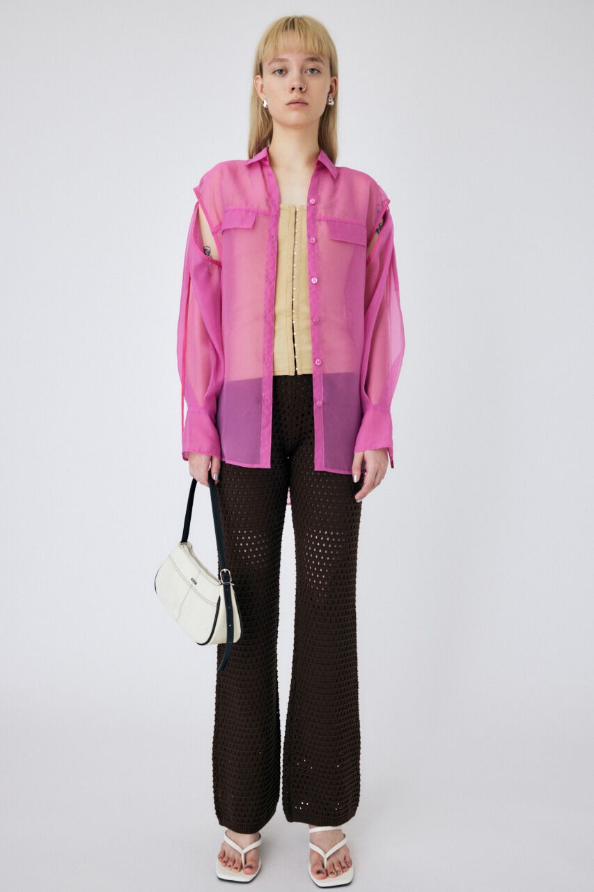 MOUSSY「TIED SLEEVE SEE-THROUGH シャツ」|シャツ・ブラウス|