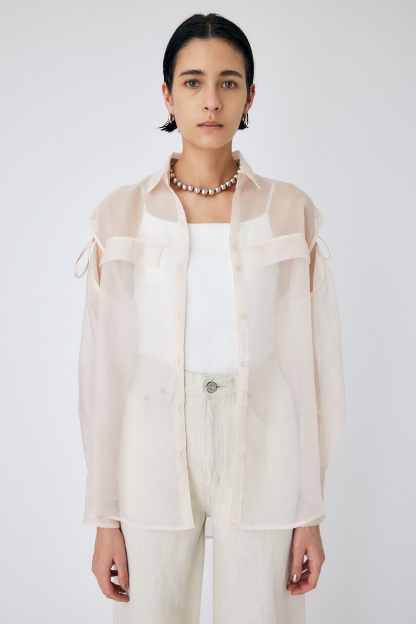 MOUSSY「TIED SLEEVE SEE-THROUGH シャツ」|シャツ・ブラウス|