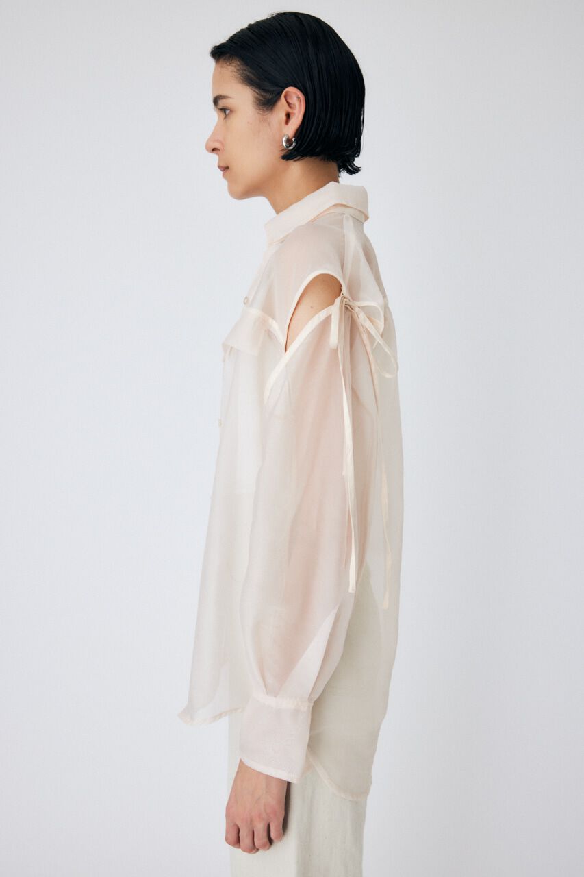 MOUSSY「TIED SLEEVE SEE-THROUGH シャツ」|シャツ・ブラウス|