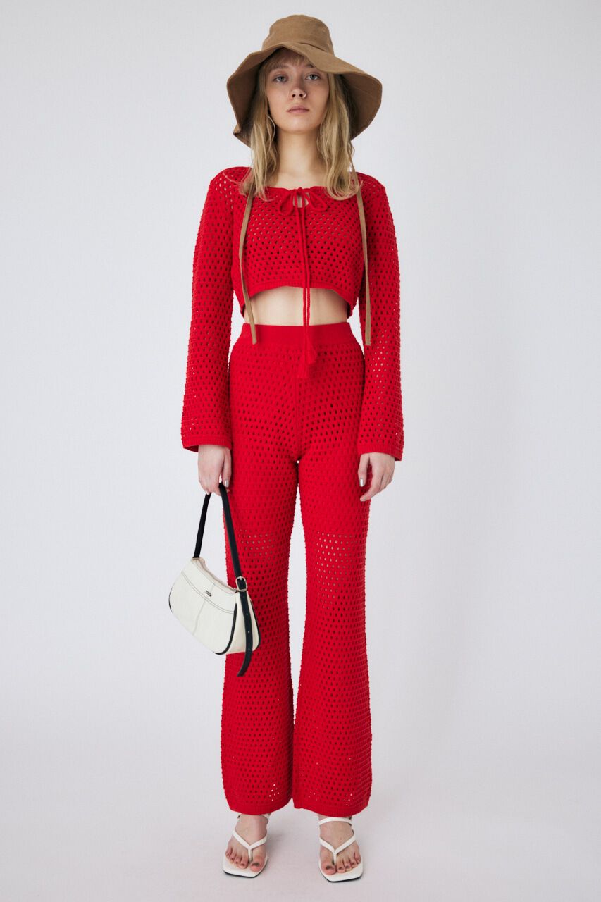 MOUSSY「CROCHET FLARE パンツ」|その他|RED