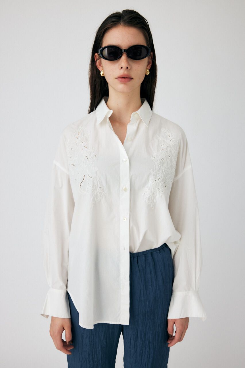 MOUSSY「EMBROIDERY POPLIN LOOSE シャツ」|シャツ・ブラウス|