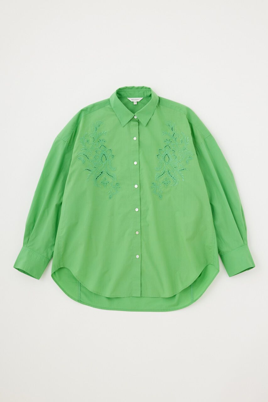 MOUSSY「EMBROIDERY POPLIN LOOSE シャツ」|シャツ・ブラウス|GRN