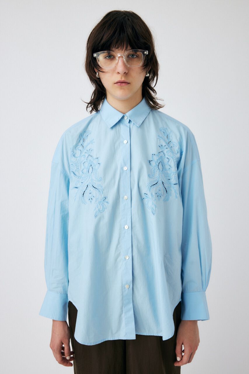 MOUSSY「EMBROIDERY POPLIN LOOSE シャツ」|シャツ・ブラウス|