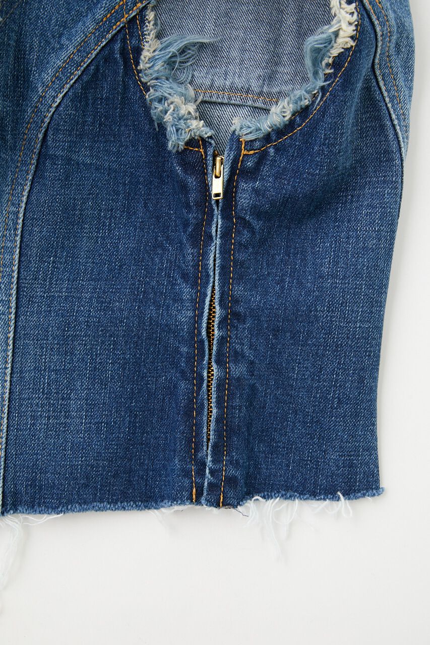 MOUSSY「PANEL DENIM SLEEVELESS トップス」|タンクトップ|