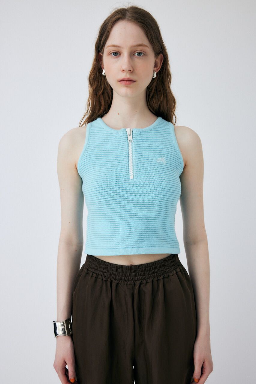 MOUSSY「ZIP UP KNIT タンクトップ」|タンクトップ|L/BLU1