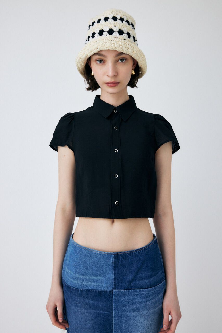 MOUSSY「SHEER SHORT SLEEVE シャツ」|シャツ・ブラウス|BLK