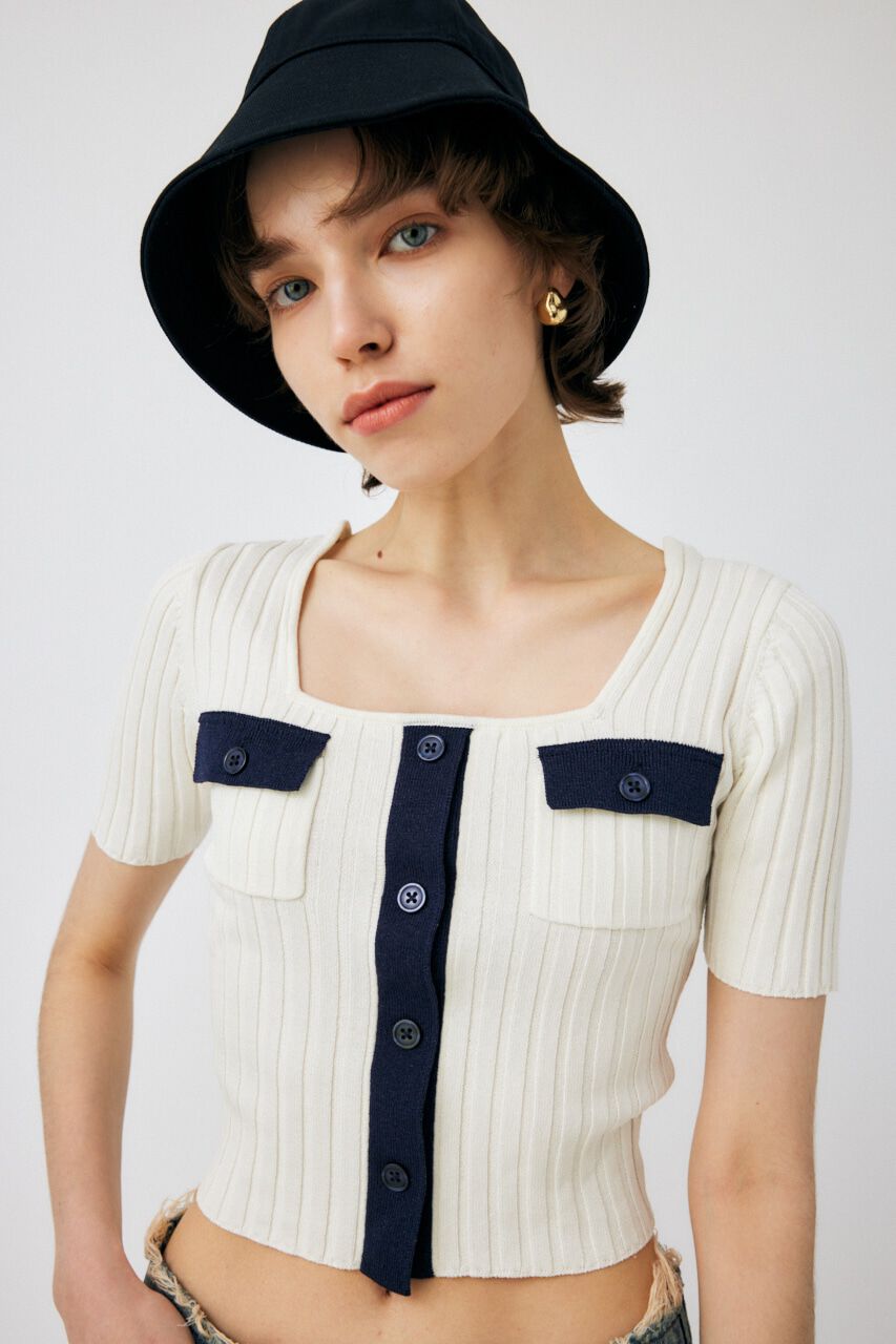 MOUSSY「FRONT BUTTON KNIT トップス」|ニット・セーター|
