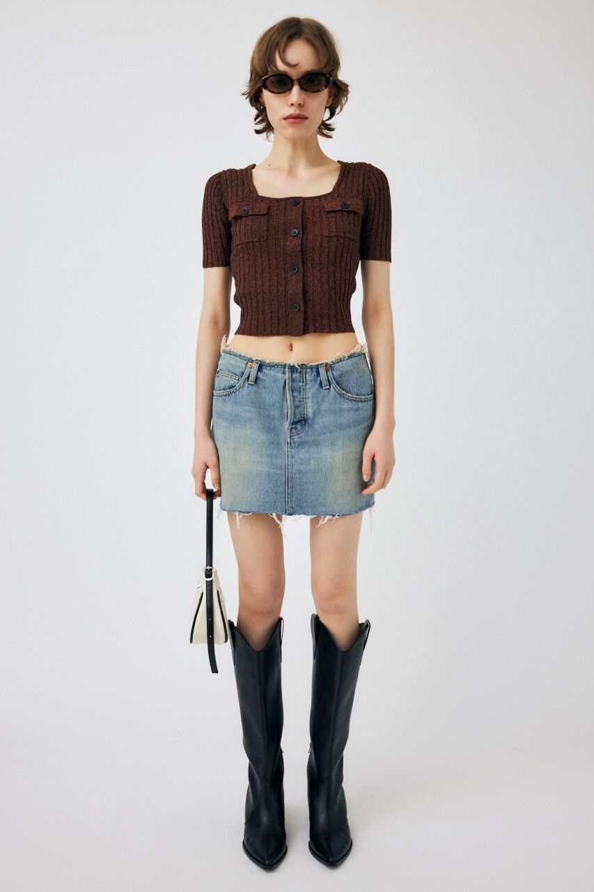 MOUSSY「FRONT BUTTON KNIT トップス」|ニット・セーター|D/BRN3