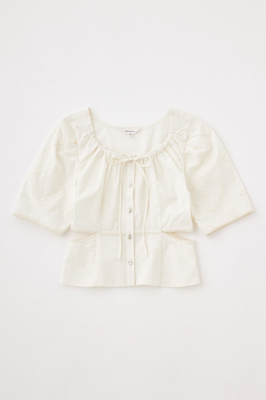 MOUSSY「SIDE SLIT EYELET ブラウス」|シャツ・ブラウス|O/WHT1