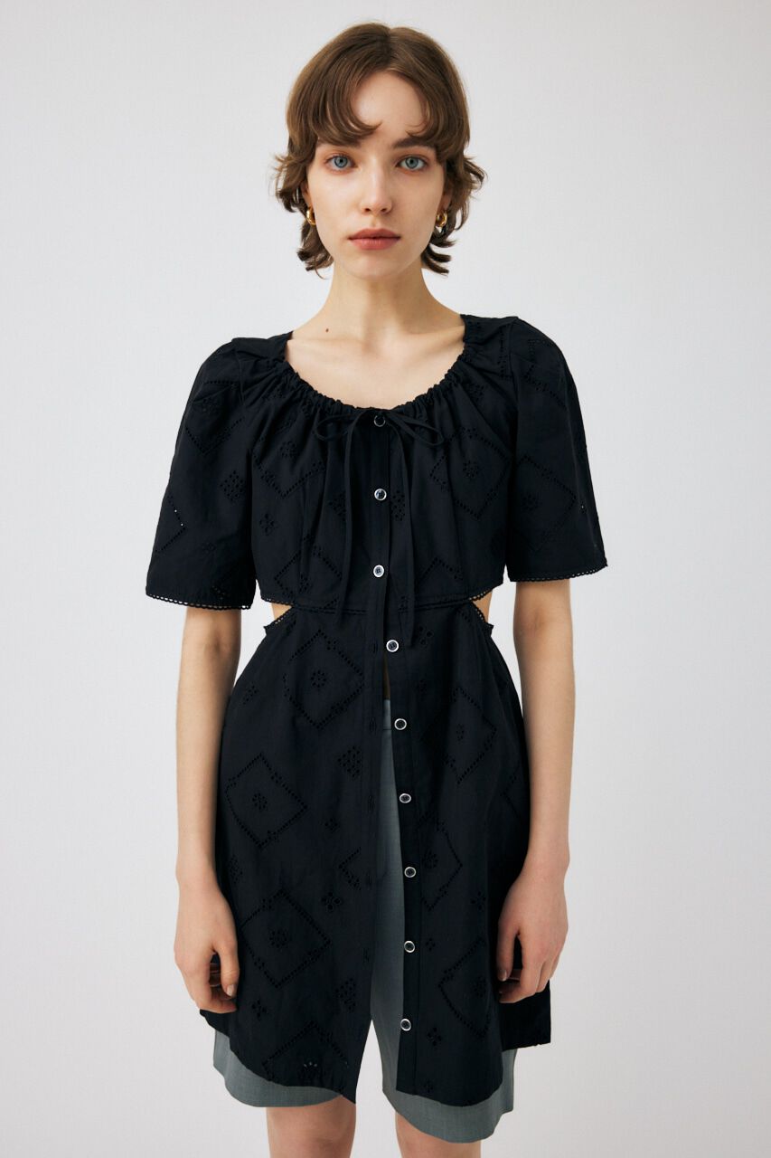 MOUSSY「SIDE SLIT EYELET MINI ドレス」|ワンピース|