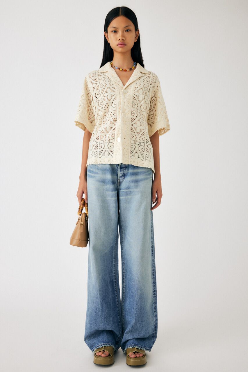 MOUSSY「PANEL LACE HALF SLEEVE シャツ」|シャツ・ブラウス|IVOY3