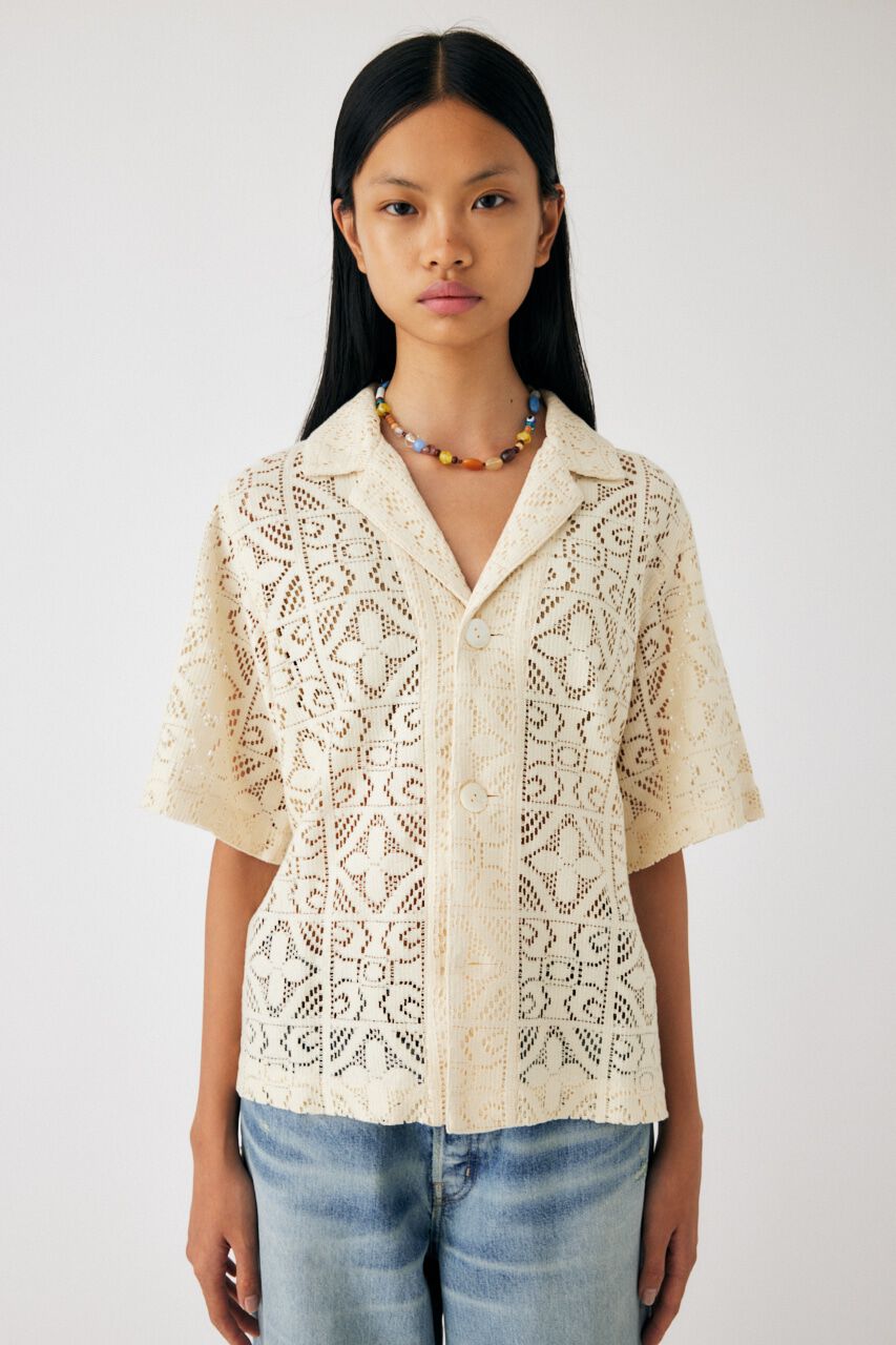 MOUSSY「PANEL LACE HALF SLEEVE シャツ」|シャツ・ブラウス|