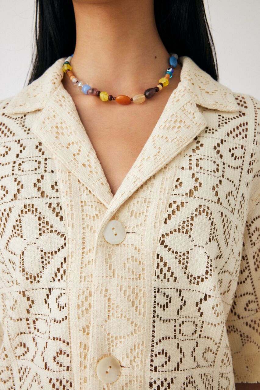 MOUSSY「PANEL LACE HALF SLEEVE シャツ」|シャツ・ブラウス|