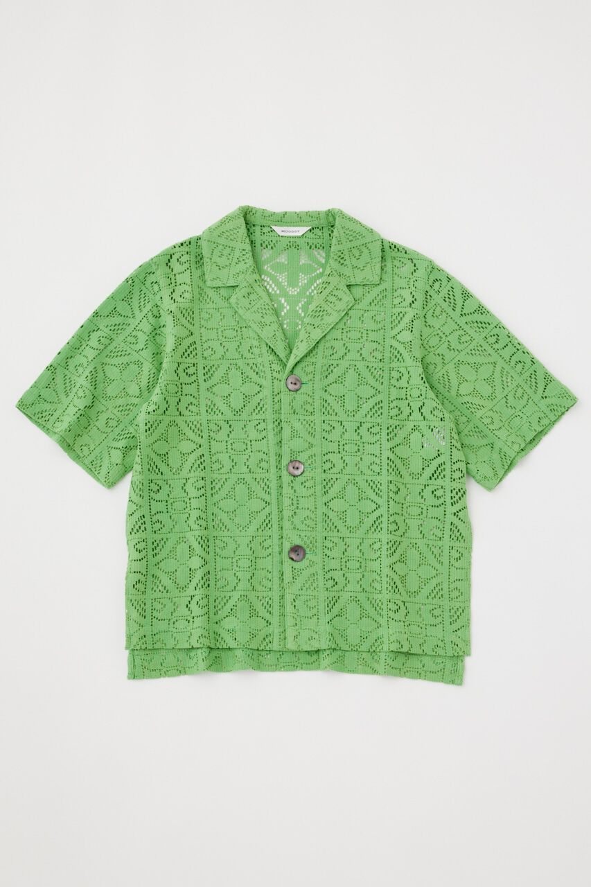 MOUSSY「PANEL LACE HALF SLEEVE シャツ」|シャツ・ブラウス|GRN