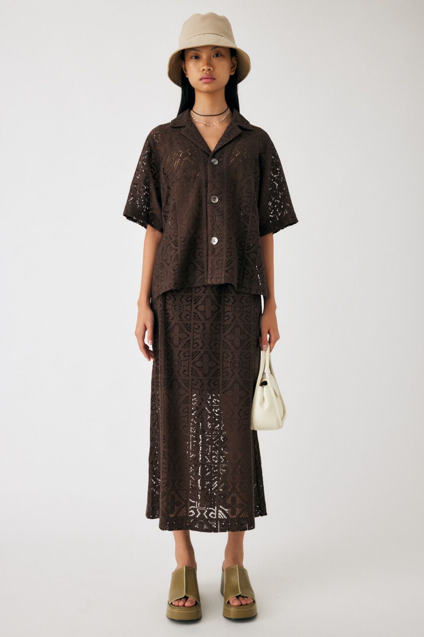 MOUSSY「PANEL LACE HALF SLEEVE シャツ」|シャツ・ブラウス|