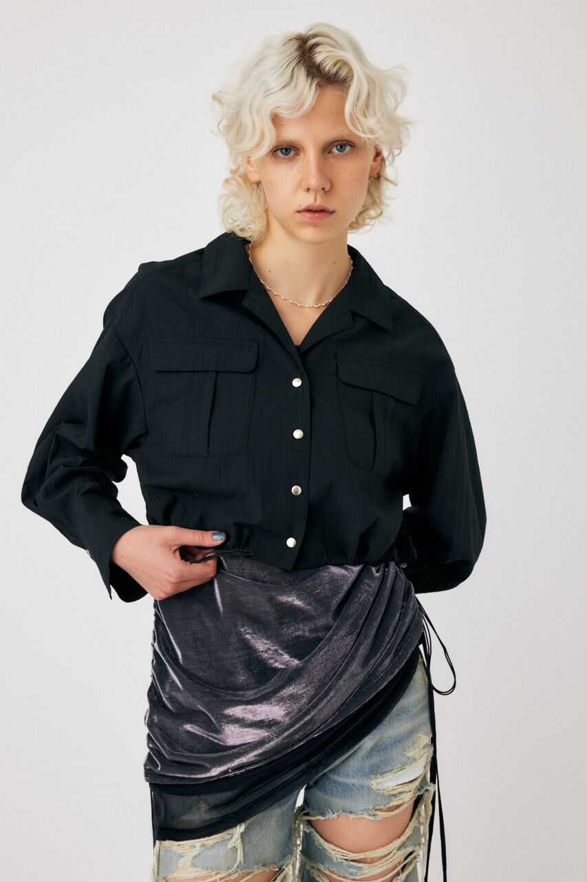 MOUSSY「RIPSTOP CROPPED シャツ」|シャツ・ブラウス|L/BLK1