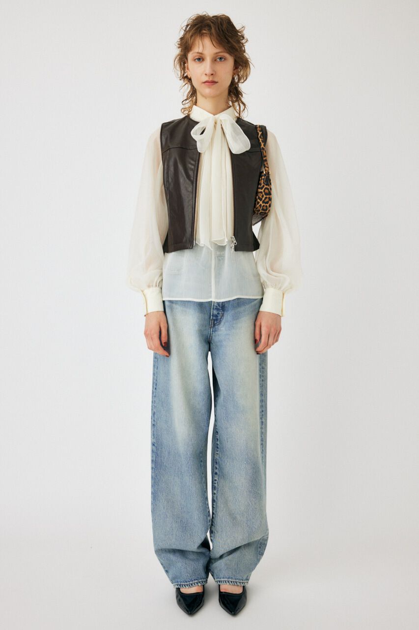 MOUSSY「BACK RIBBON SHEER ブラウス」|シャツ・ブラウス|