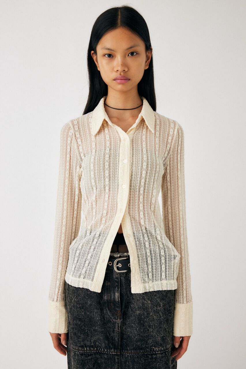 MOUSSY「SHEER LACE SHIRT ブラウス」|Tシャツ・カットソー|