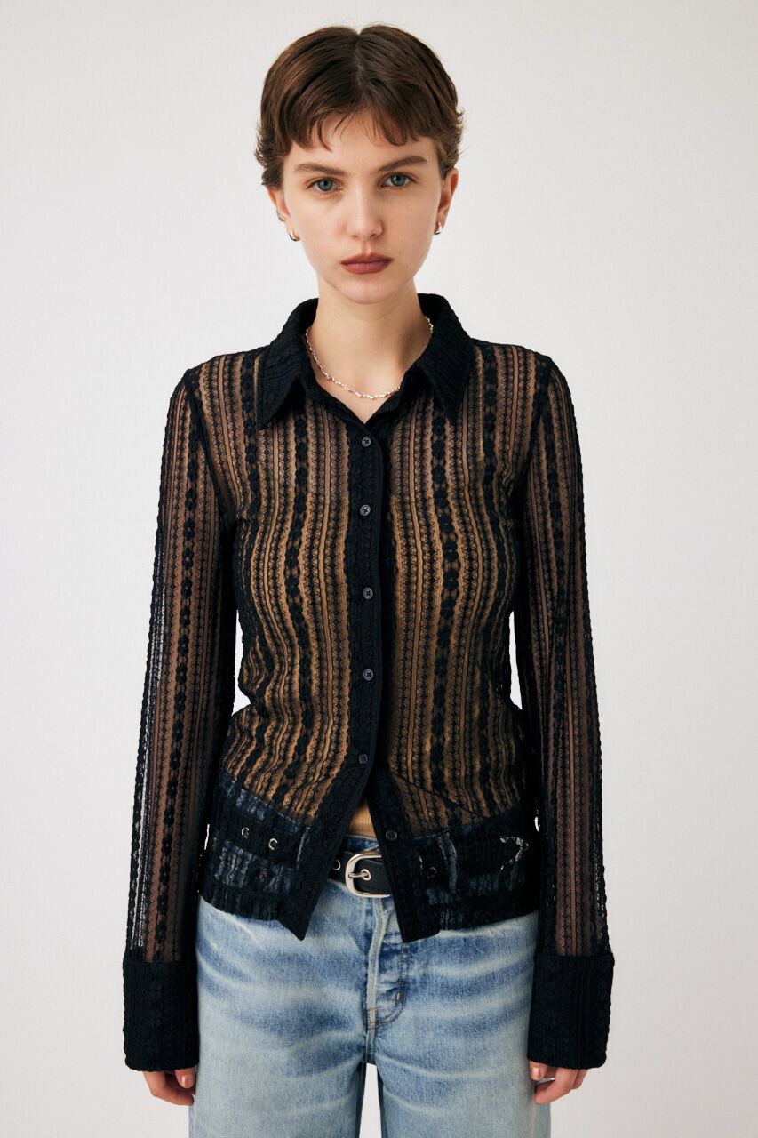MOUSSY「SHEER LACE SHIRT ブラウス」|Tシャツ・カットソー|