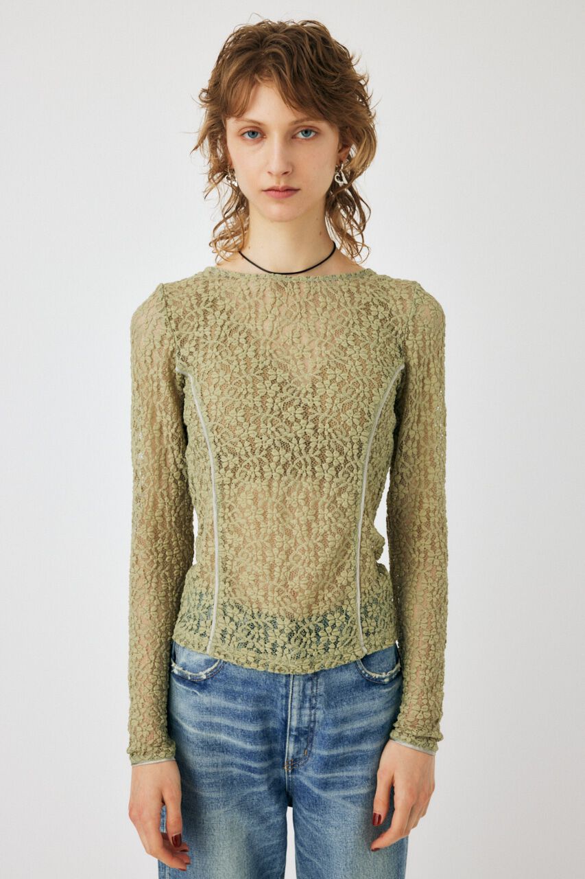 MOUSSY「BACK OPEN LACE CUT トップス」|Tシャツ・カットソー|