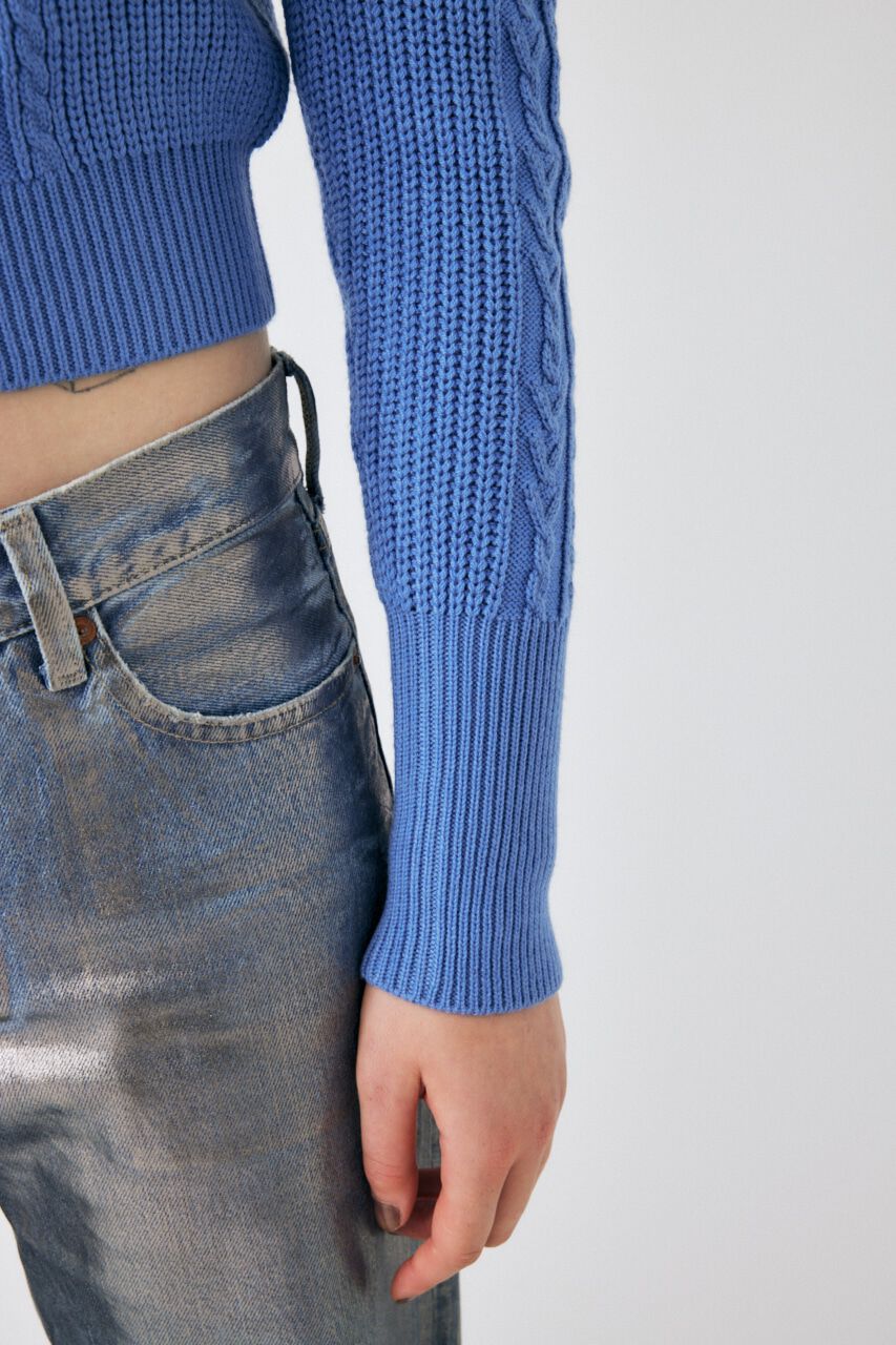 MOUSSY「F／PEARL BUTTON STAND FRILL カーディガン」|ニット・セーター|