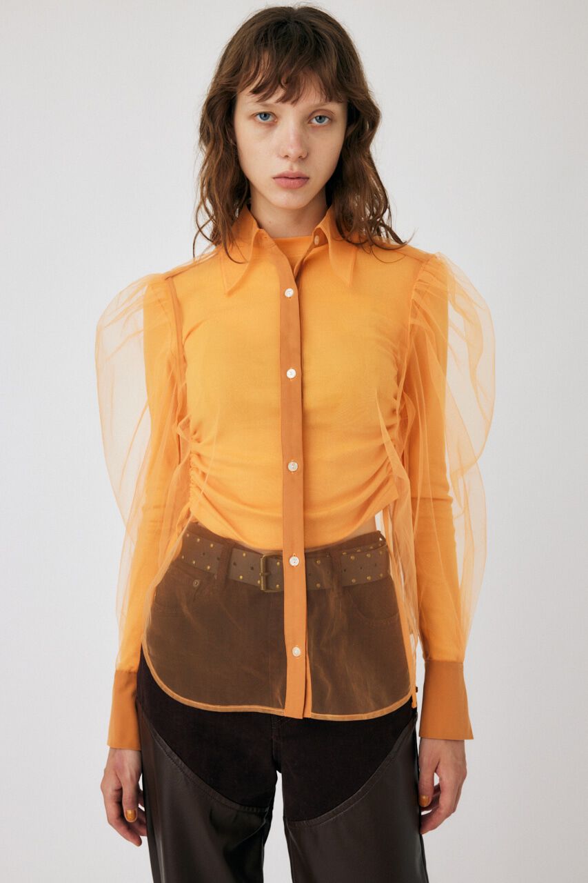 MOUSSY「TULLE LAYERED SHIRT ブラウス」|シャツ・ブラウス|L/ORG1