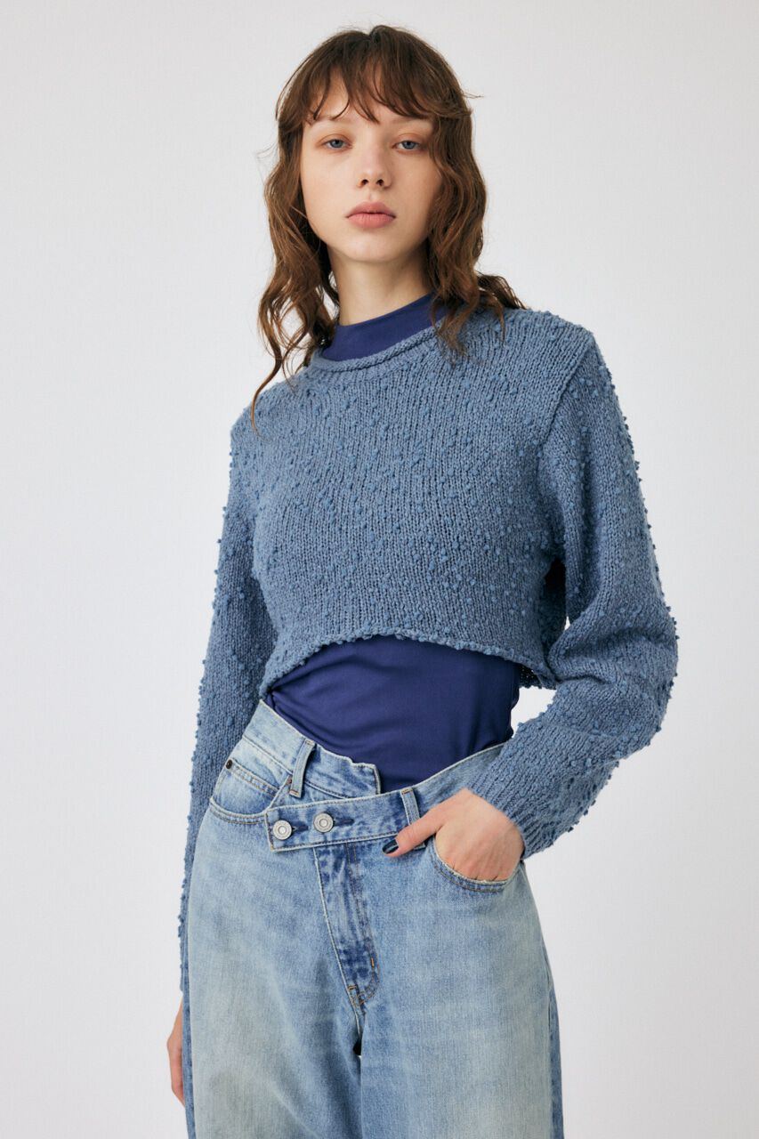 MOUSSY「WIDE SLEEVE CROPPED ニット」|ニット・セーター|