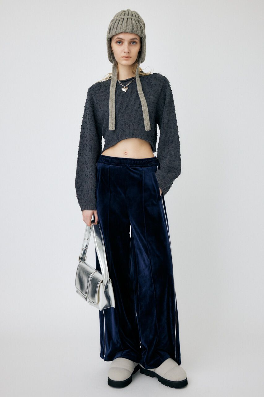 MOUSSY「WIDE SLEEVE CROPPED ニット」|ニット・セーター|GRY