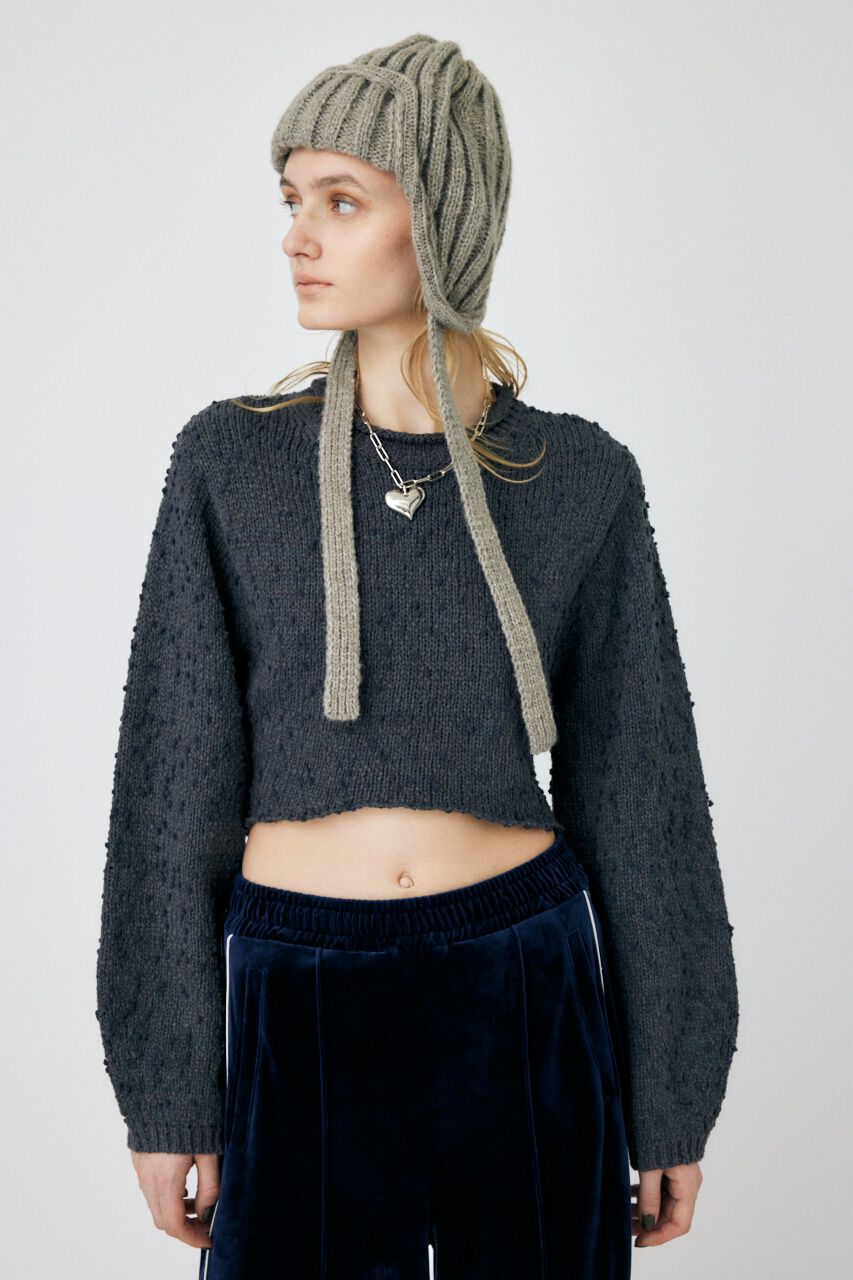 MOUSSY「WIDE SLEEVE CROPPED ニット」|ニット・セーター|