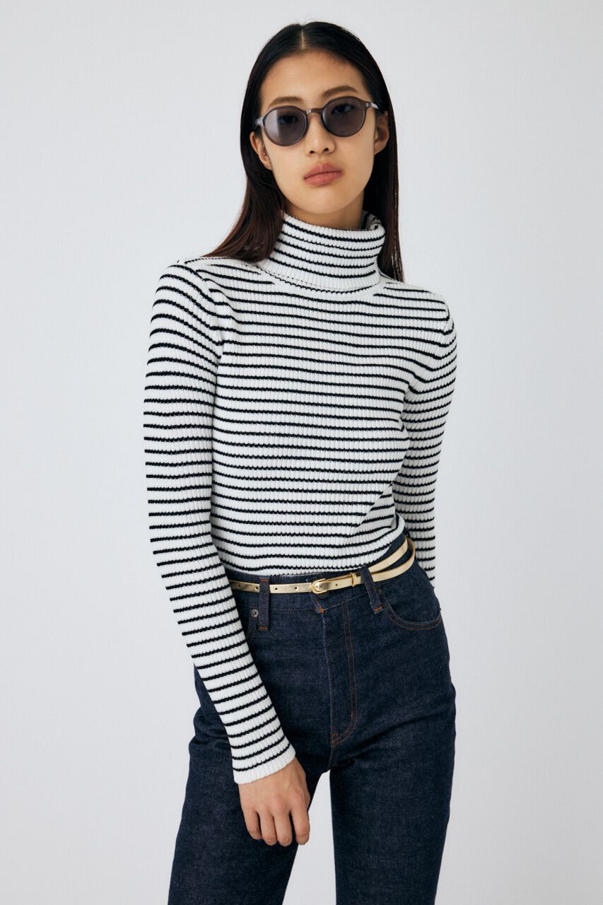 MOUSSY「HI NECK RIB ニット」|ニット・セーター|柄WHT5